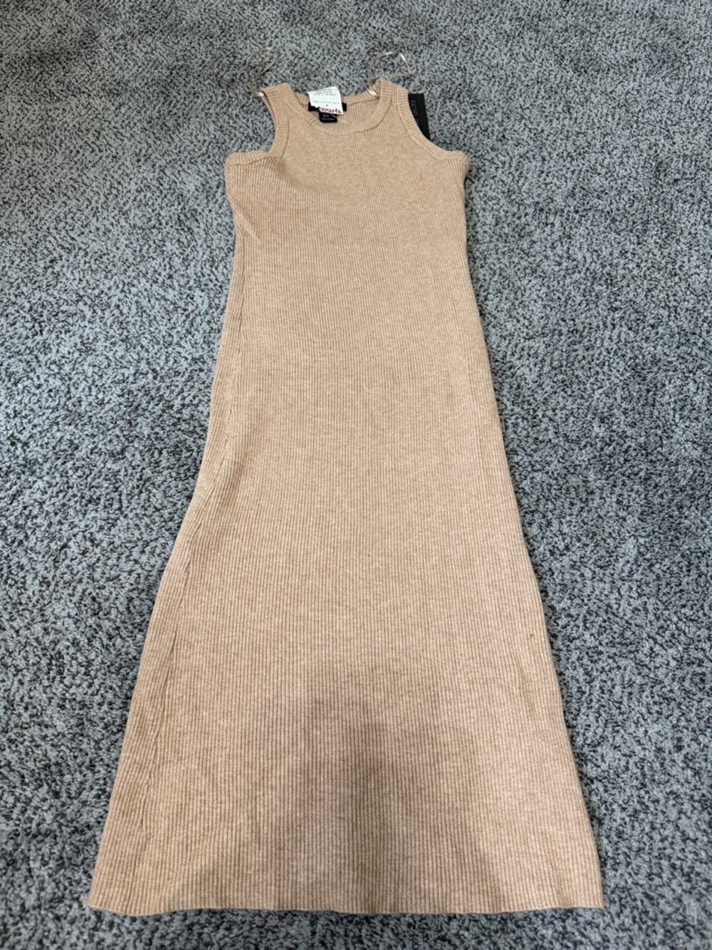 T.J.Maxx Sleeveless Ribbed Maxi Dress - Tan
